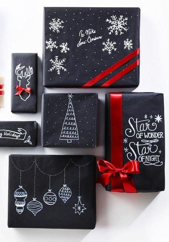 Harlow & Thistle : Gift Wrapping Ideas for Christmas: Black paper